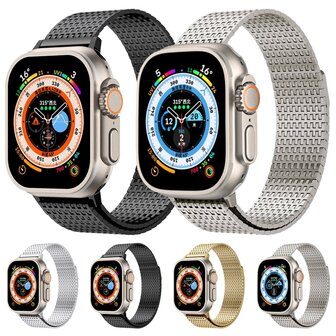 Edelstahl Loop Band - Silber - Extra stark - Geeignet f&uuml;r Apple Watch 44mm / 45mm / 46mm / 49mm