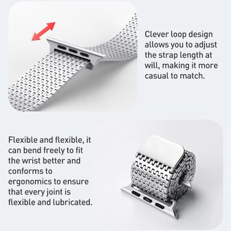 Edelstahl Loop Band - Farbe Titan - Extra stark - Geeignet f&uuml;r Apple Watch 38mm / 40mm / 41mm / 42mm