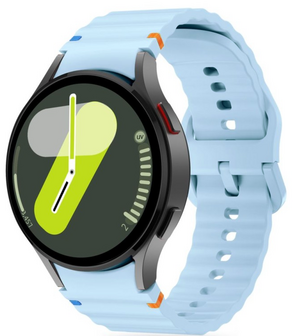 Wave Sportarmband mit Druckknopf - Gr&ouml;&szlig;e: M/L - Blau Grau - Samsung Galaxy Watch 5 (Pro) - 40mm / 44mm / 45mm