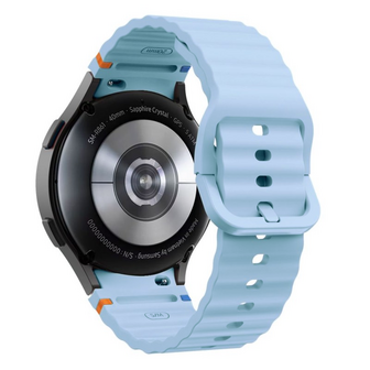 Wave Sportarmband mit Druckknopf - Gr&ouml;&szlig;e: M/L - Blau Grau - Samsung Galaxy Watch 5 (Pro) - 40mm / 44mm / 45mm