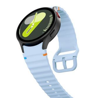 Wave Sportarmband mit Druckknopf - Gr&ouml;&szlig;e: M/L - Blau Grau - Samsung Galaxy Watch 5 (Pro) - 40mm / 44mm / 45mm