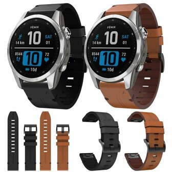 Lederarmband - Schwarz - Garmin Fenix 8 - 43mm