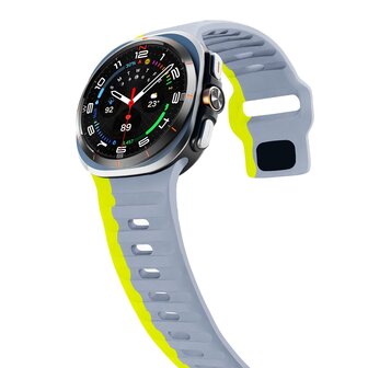 Wave Silikonarmband - Grau mit Gelb - Samsung Galaxy Watch Ultra 47mm