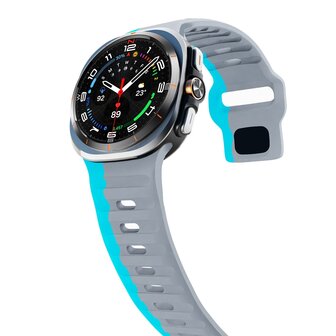 Wave Silikonarmband - Grau mit Blau - Samsung Galaxy Watch Ultra 47mm