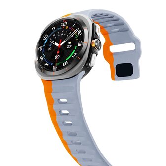 Wave Silikonarmband - Grau mit Orange - Samsung Galaxy Watch Ultra 47mm