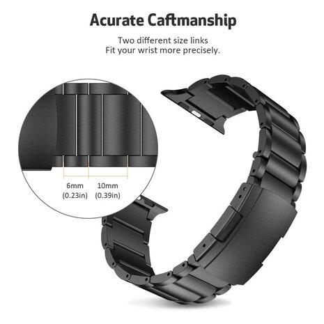 Titanium Gliederarmband - Schwarz - Passend für Apple Watch 38mm / 40mm / 41mm