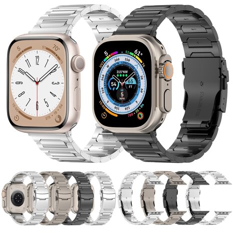 Titan H-Typ Gliederarmband - Farbe Titan - Geeignet für Apple Watch 38mm / 40mm / 41mm / 42mm