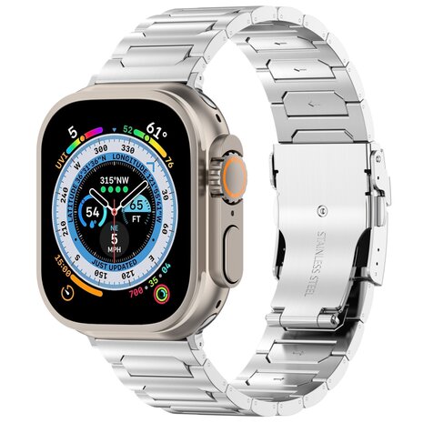 Titan H-Typ Gliederarmband - Silber - Geeignet für Apple Watch 44mm / 45mm / 46mm / 49mm