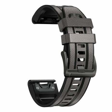 Leder + Silikonarmband - Grau - Garmin Fenix 8 / 8 Pro - 51mm