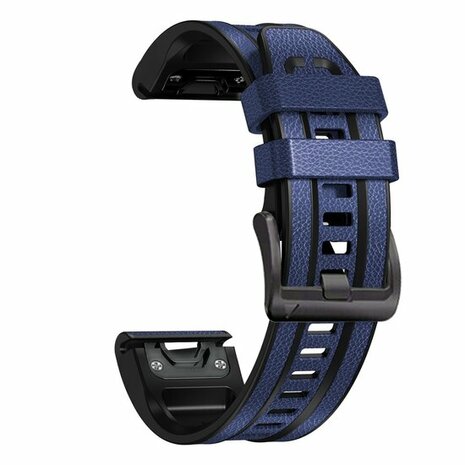 Leder + Silikonarmband - Blau - Garmin Fenix 8 / 8 Pro - 51mm