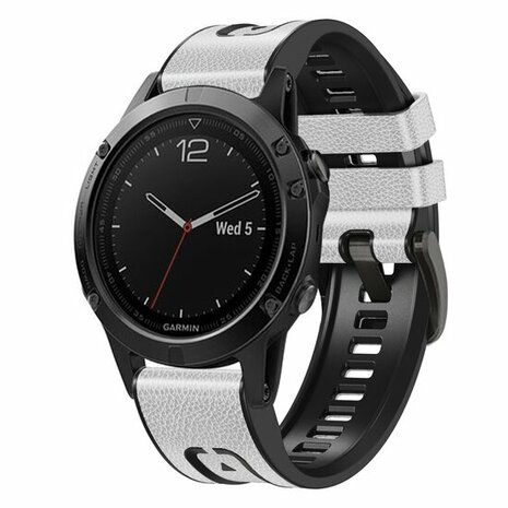 Leder + Silikonarmband - Weiß - Garmin Fenix 8 / 8 Pro - 51mm