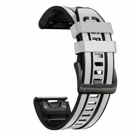 Leder + Silikonarmband - Weiß - Garmin Fenix 8 / 8 Pro - 51mm