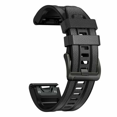 Leder + Silikonarmband - Dunkelgrau - Garmin Fenix 8 / 8 Pro - 47mm