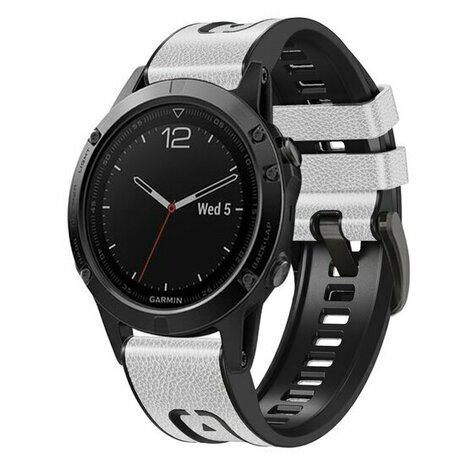 Leder + Silikonarmband - Weiß - Garmin Fenix 8 / 8 Pro - 47mm