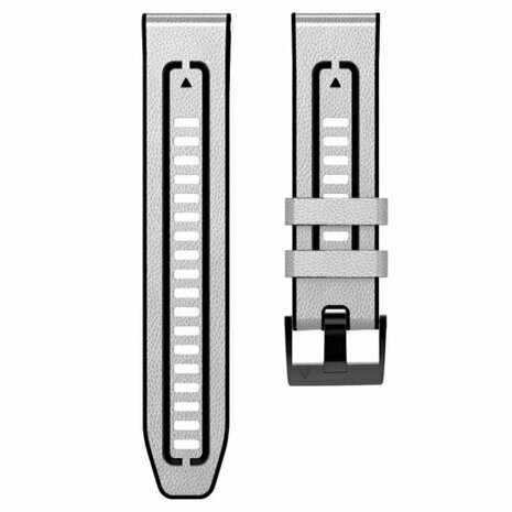 Leder + Silikonarmband - Weiß - Garmin Fenix 8 / 8 Pro - 47mm