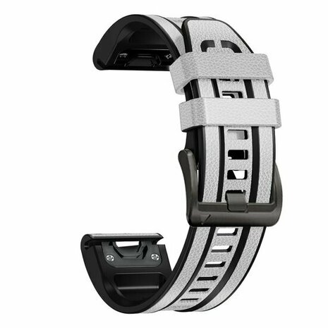 Leder + Silikonarmband - Weiß - Garmin Fenix 8 / 8 Pro - 47mm
