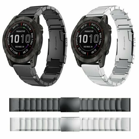 Edelstahl-Gliederarmband - Schwarz - Garmin Fenix 8 / 8 Pro - 47mm