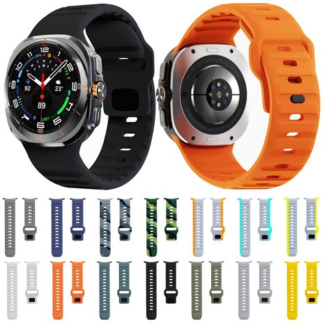 Wave Silikonarmband - Grau mit Gelb - Samsung Galaxy Watch Ultra 47mm