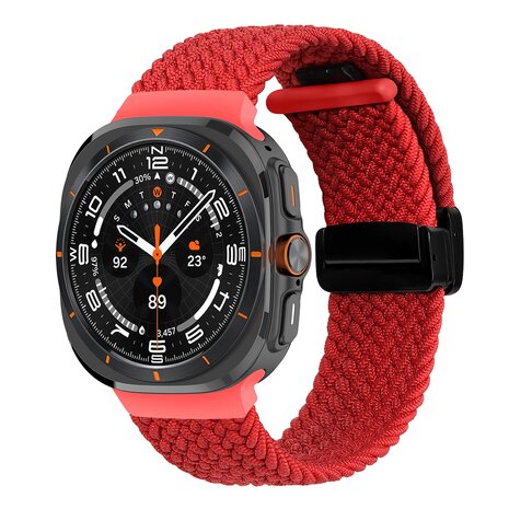 Geflochtenes Armband mit D-Schließe - Rot - Samsung Galaxy Watch Ultra 47mm
