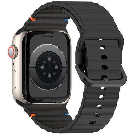 Wave Sportband - Schwarz - Geeignet für Apple Watch 38mm / 40mm / 41mm / 42mm