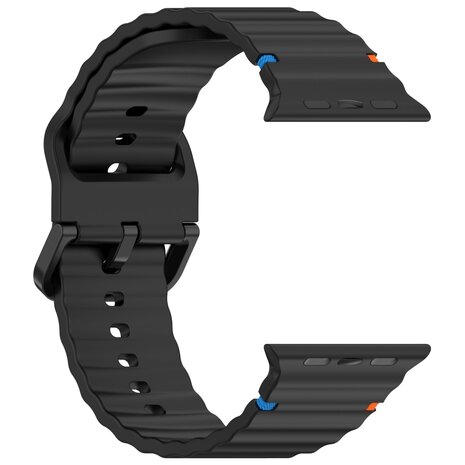 Wave Sportband - Schwarz - Geeignet für Apple Watch 44mm / 45mm / 46mm / 49mm