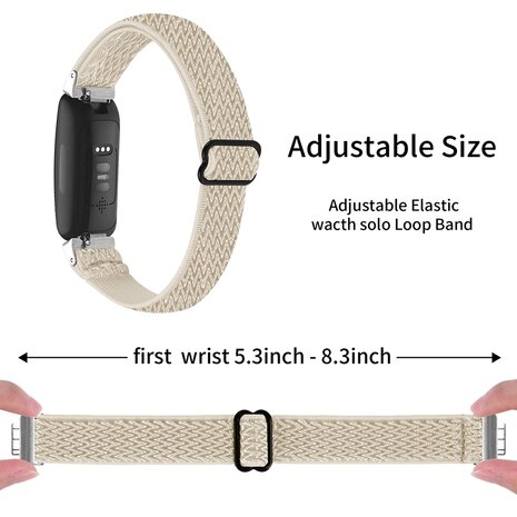 Fitbit Inspire 3 – Elastisches Solo Loop Nylonarmband - Beige