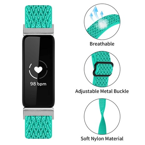 Fitbit Inspire 3 – Elastisches Solo Loop Nylonarmband - Türkis