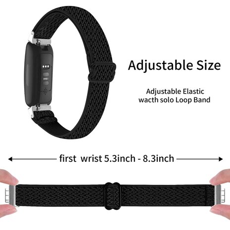 Fitbit Inspire 3 – Elastisches Solo Loop Nylonarmband - Schwarz