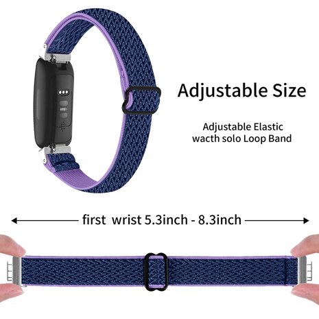 Fitbit Inspire 3 – Elastisches Solo Loop Nylonarmband - Blau/Violett