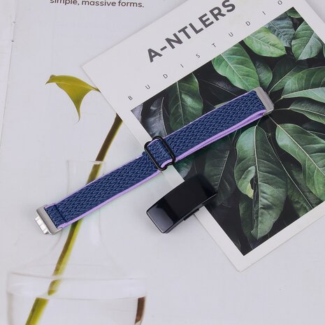 Fitbit Inspire 3 – Elastisches Solo Loop Nylonarmband - Blau/Violett