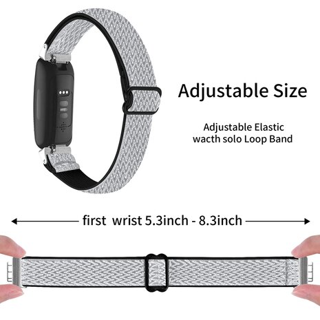 Fitbit Inspire 3 – Elastisches Solo Loop Nylonarmband - Schwarz/Weiß