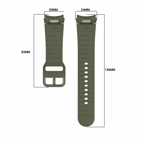 Wave Sportarmband mit Druckknopf - Größe: M/L - Dunkelgrau - Samsung Galaxy Watch 5 (Pro) - 40mm / 44mm / 45mm