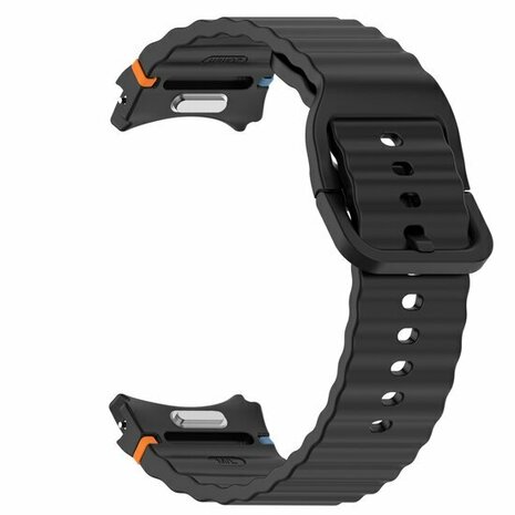 Wave Sportarmband mit Druckknopf - Größe: M/L - Schwarz - Samsung Galaxy Watch 5 (Pro) - 40mm / 44mm / 45mm