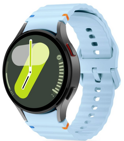 Wave Sportarmband mit Druckknopf - Größe: M/L - Blau Grau - Samsung Galaxy Watch 6 Classic - 47mm & 43mm