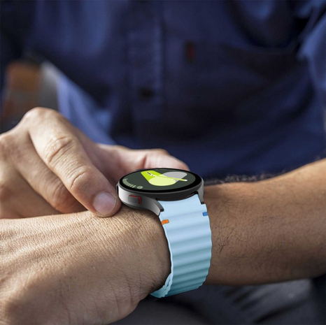 Wave Sportarmband mit Druckknopf - Größe: M/L - Blau Grau - Samsung Galaxy Watch 7 - 40mm / 44mm & Watch FE