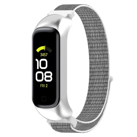 Nylon Sport Loop Armband - Weiß/Grau - Samsung Galaxy Fit 2