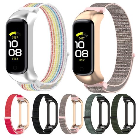 Nylon Sport Loop Armband - Weiß/Grau - Samsung Galaxy Fit 2
