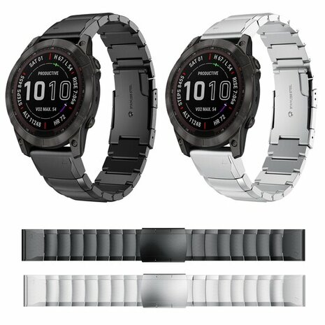 Edelstahl-Gliederarmband - Schwarz - Garmin Fenix 8 / 8 Pro - 51mm