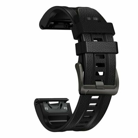Leder + Silikonarmband - Schwarz - Garmin Fenix 8 / 8 Pro - 47mm