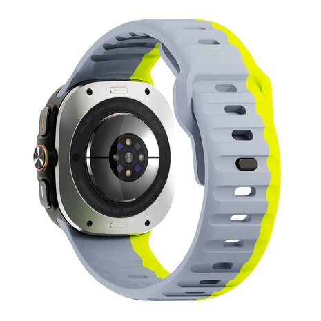 Wave Silikonarmband - Grau mit Gelb - Samsung Galaxy Watch Ultra 47mm