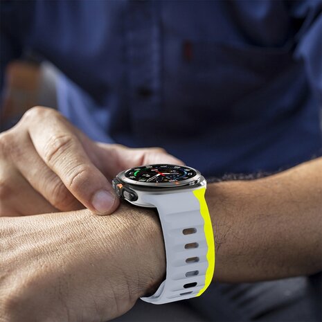 Wave Silikonarmband - Grau mit Gelb - Samsung Galaxy Watch Ultra 47mm