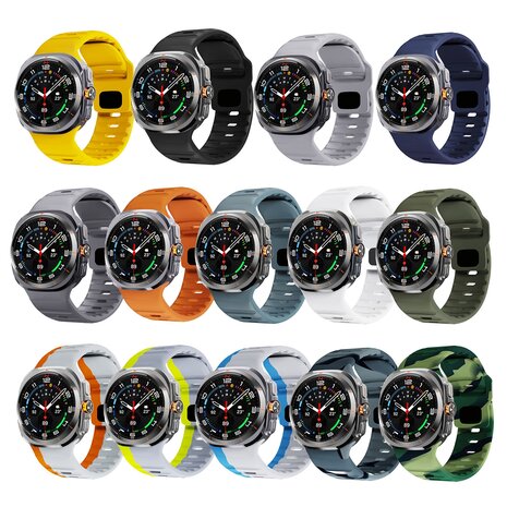 Wave Silikonarmband - Grau mit Gelb - Samsung Galaxy Watch Ultra 47mm