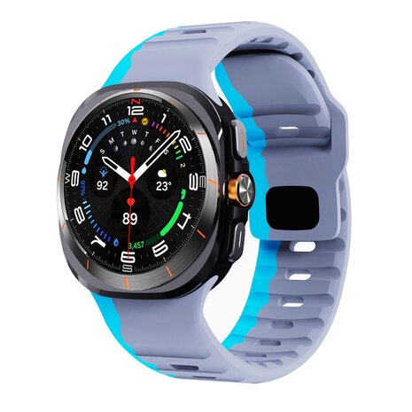 Wave Silikonarmband - Grau mit Blau - Samsung Galaxy Watch Ultra 47mm