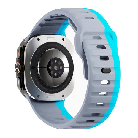 Wave Silikonarmband - Grau mit Blau - Samsung Galaxy Watch Ultra 47mm