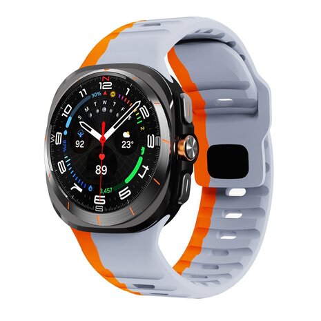 Wave Silikonarmband - Grau mit Orange - Samsung Galaxy Watch Ultra 47mm
