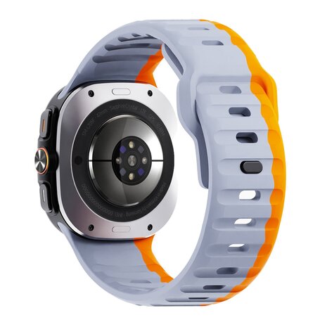 Wave Silikonarmband - Grau mit Orange - Samsung Galaxy Watch Ultra 47mm