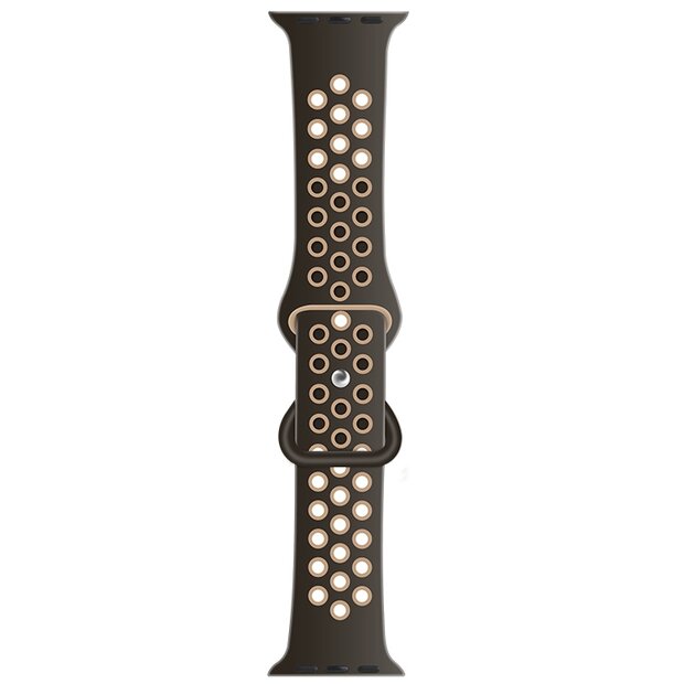 Sportarmband mit zus&auml;tzlicher Schlaufe - Dunkelbraun + Hellbraun - Geeignet f&uuml;r Apple Watch 38mm / 40mm / 41mm / 42mm