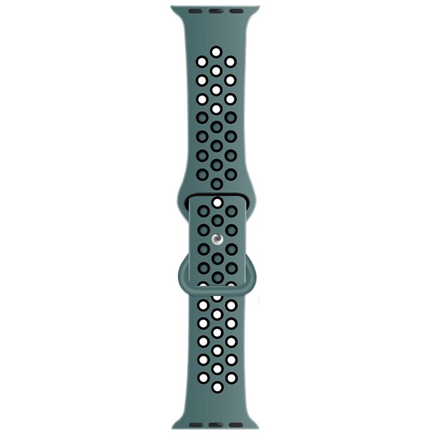 Sportarmband mit zus&auml;tzlicher Schlaufe - Gr&uuml;n Grau + Schwarz - Geeignet f&uuml;r Apple Watch 38mm / 40mm / 41mm / 42mm