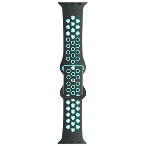 Sportarmband mit zus&auml;tzlicher Schlaufe - Grau + Blau - Geeignet f&uuml;r Apple Watch 38mm / 40mm / 41mm / 42mm