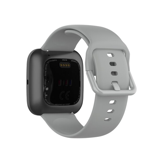 Fitbit Versa 1 / 2 &amp; Lite Silikon-Sportband mit Schnallenverschluss - Grau - Gr&ouml;&szlig;e: Large